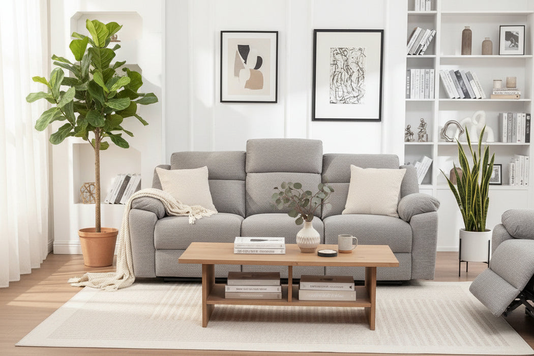 Dantes 3 Seater Recliner in Fabric Grey