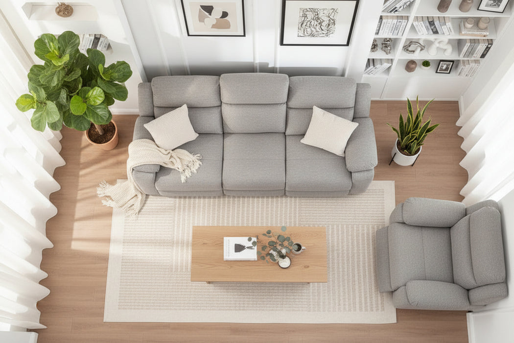 Dantes 3 Seater Recliner in Fabric Grey