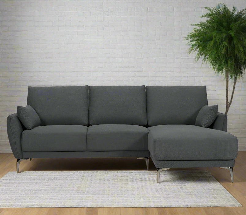 Karela Grey 3 Seater Sofa with Chaise - Options: Chaise