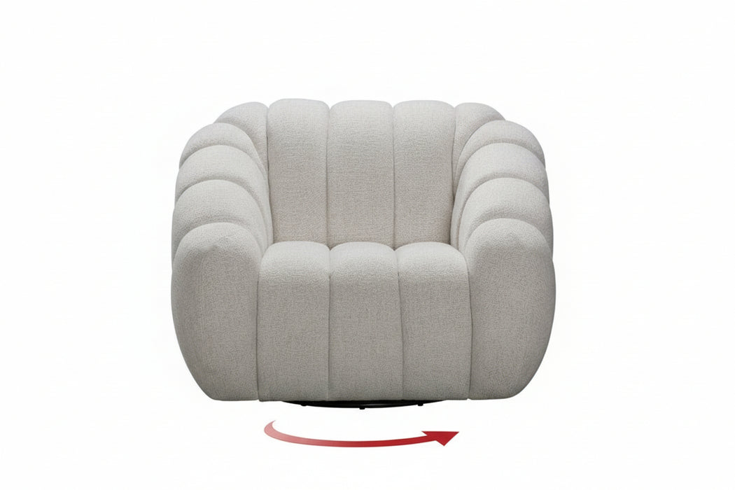 Kingston Swivel Chair in Beige Fabric