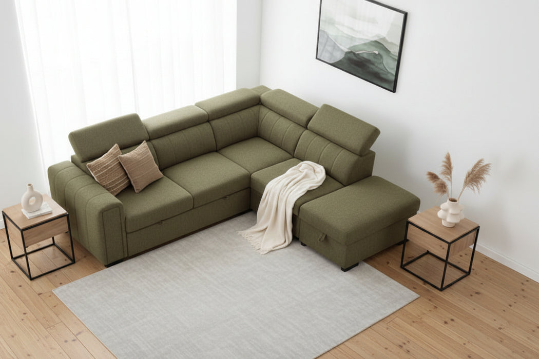 Adela 4 Seater Fabric Corner Sofa Bed with Chaise