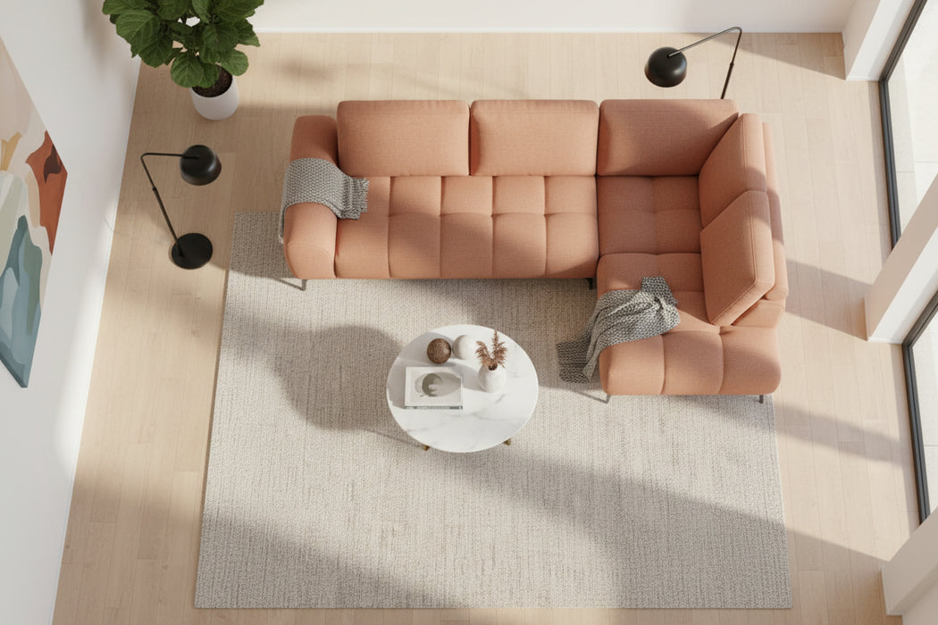 Opra Corner Lounge in Fabric, Terracotta