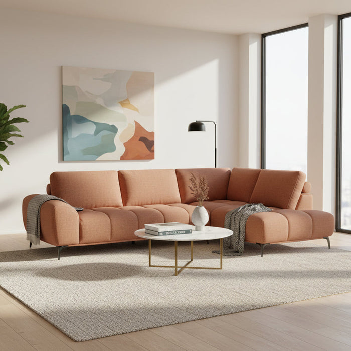 Opra Corner Lounge in Fabric, Terracotta