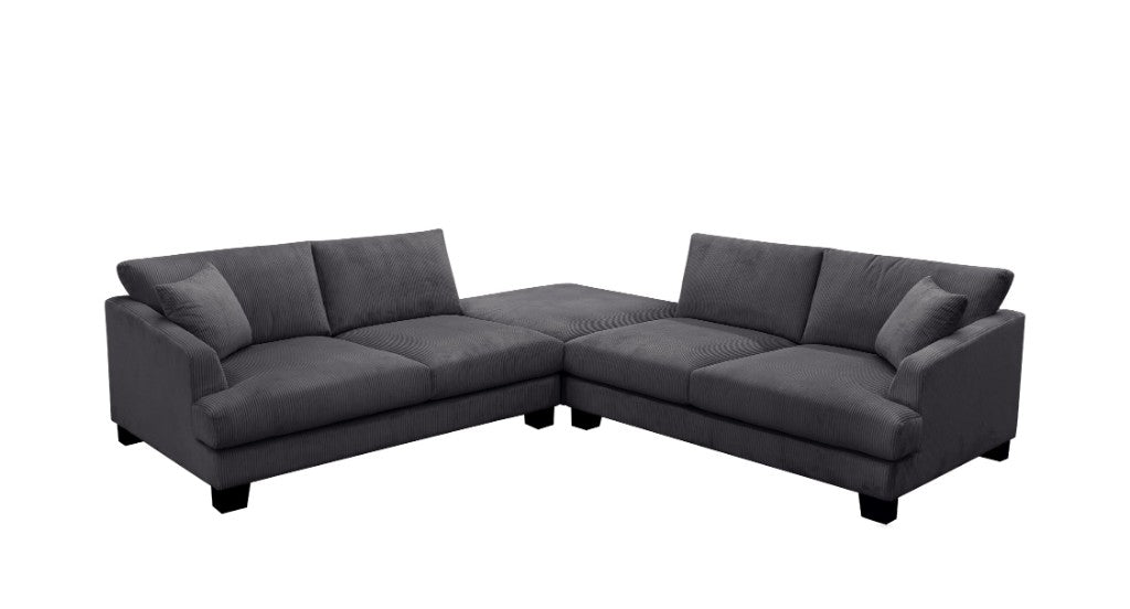 Hunter 3 Piece Corner Fabric Sofa - Charcoal