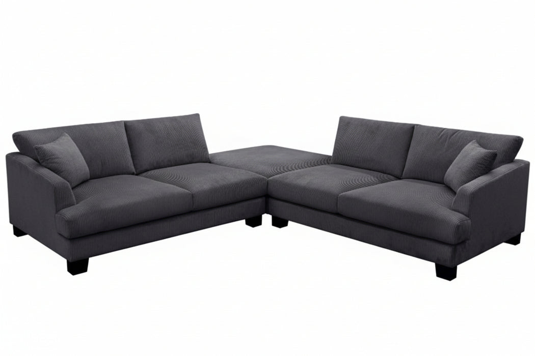 Orland 3 Piece Corner Fabric Sofa - Charcoal