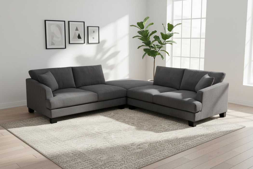 Hunter 3 Piece Corner Fabric Sofa - Charcoal