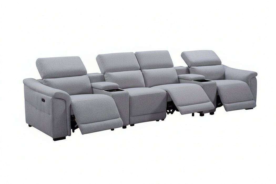 Rosehill Theatre with 4x Electric Recliners in Fabric Grey