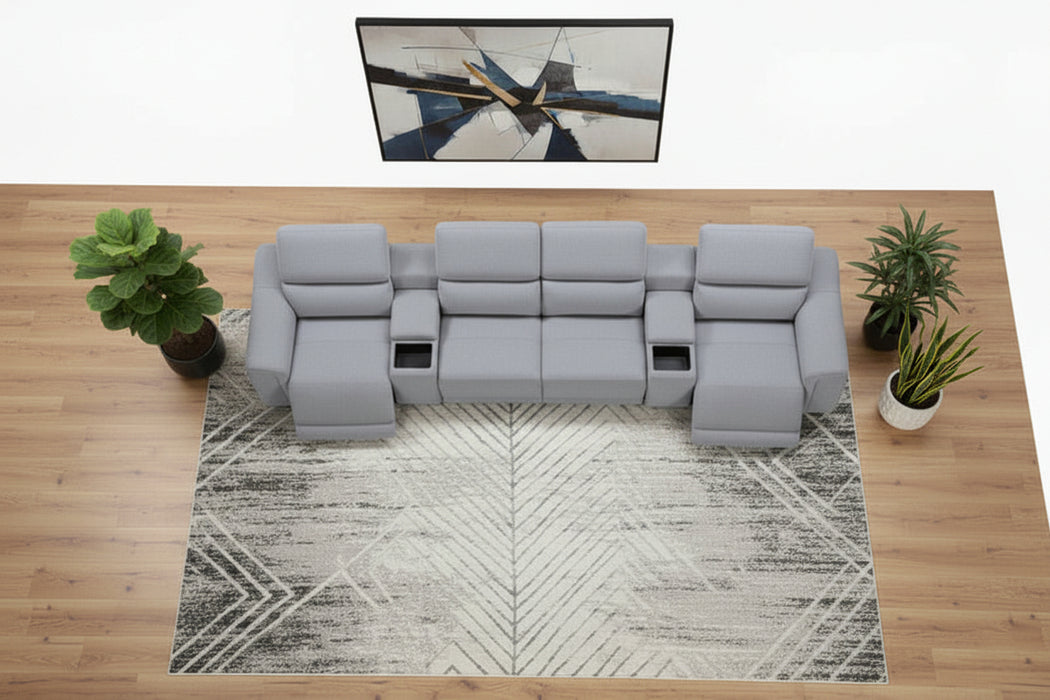 Rosehill Theatre with 4x Electric Recliners in Fabric Grey