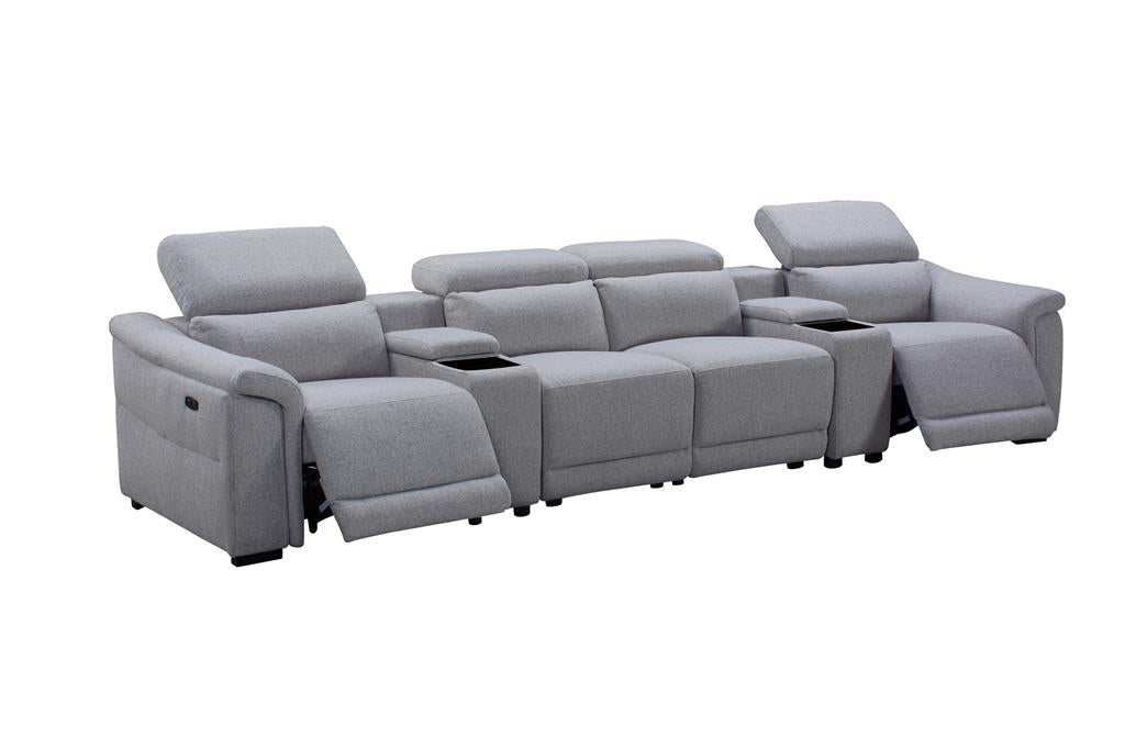 Rosehill Theatre with 4x Electric Recliners in Fabric Grey