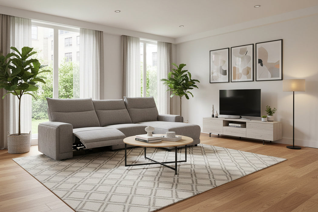 Sterling Fabric 2 Electric Recliner Sofa with Chaise ,Slate