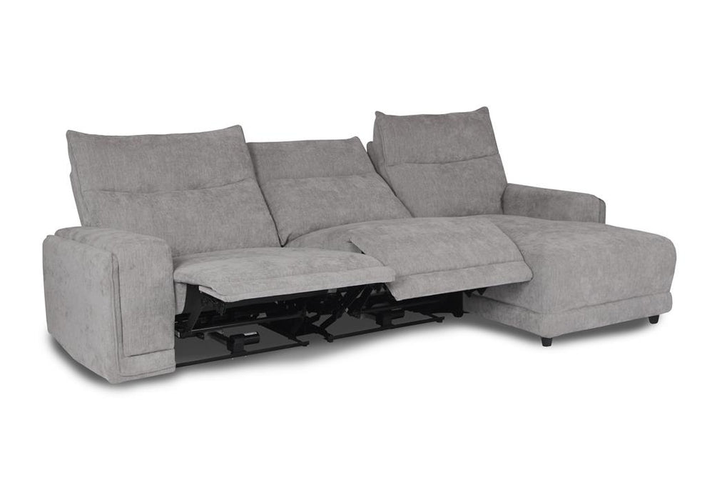 Sterling 3 Seater Fabric Chaise Lounge with Dual Recliners
