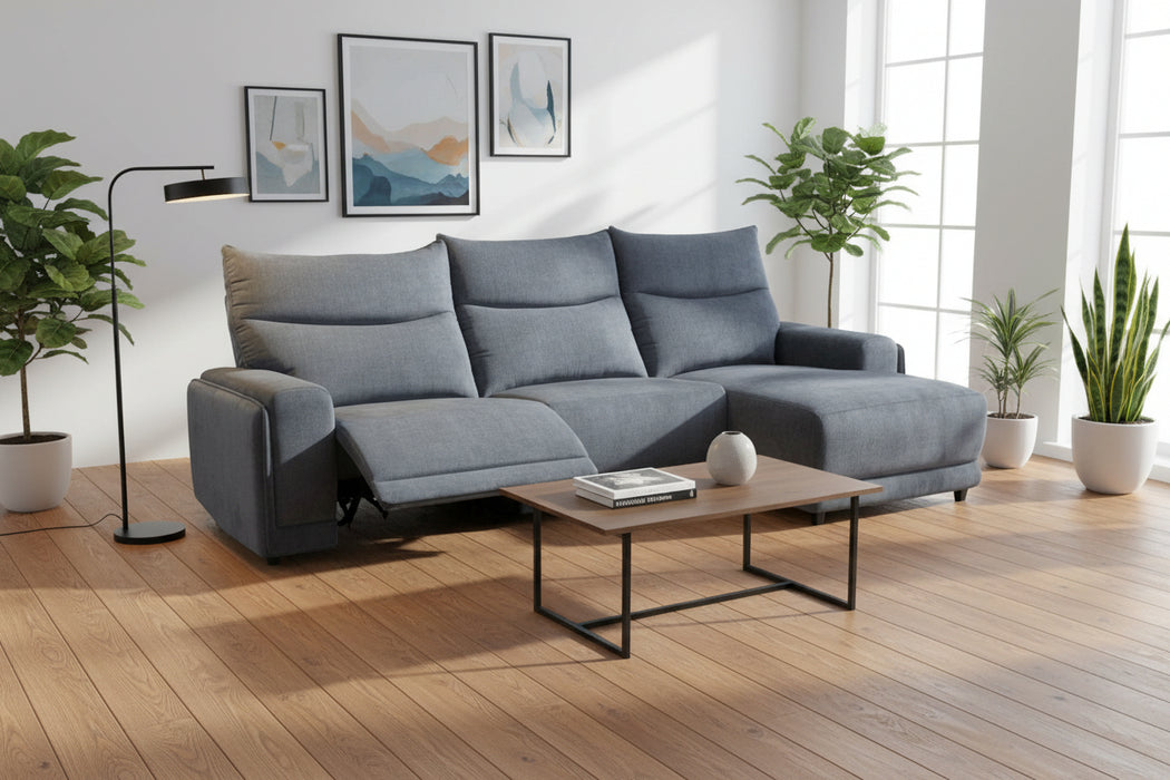 Sterling Fabric 2 Electric Recliner Sofa with Chaise ,Onyx