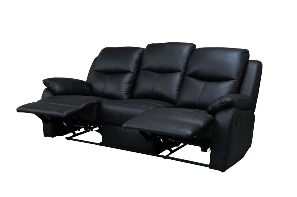 Sussex 3 Seater Full Leather Manual End Recliners, Black
