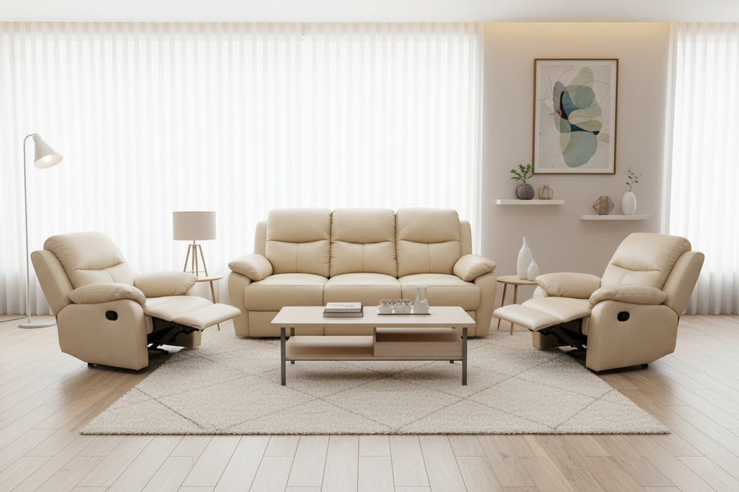 Maxie 5 Seater Full Leather Manual Recliner Lounge Suite