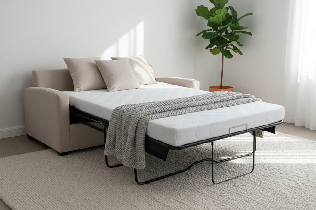 Greece Double Sofa Bed with Mattress , Nougat Beige