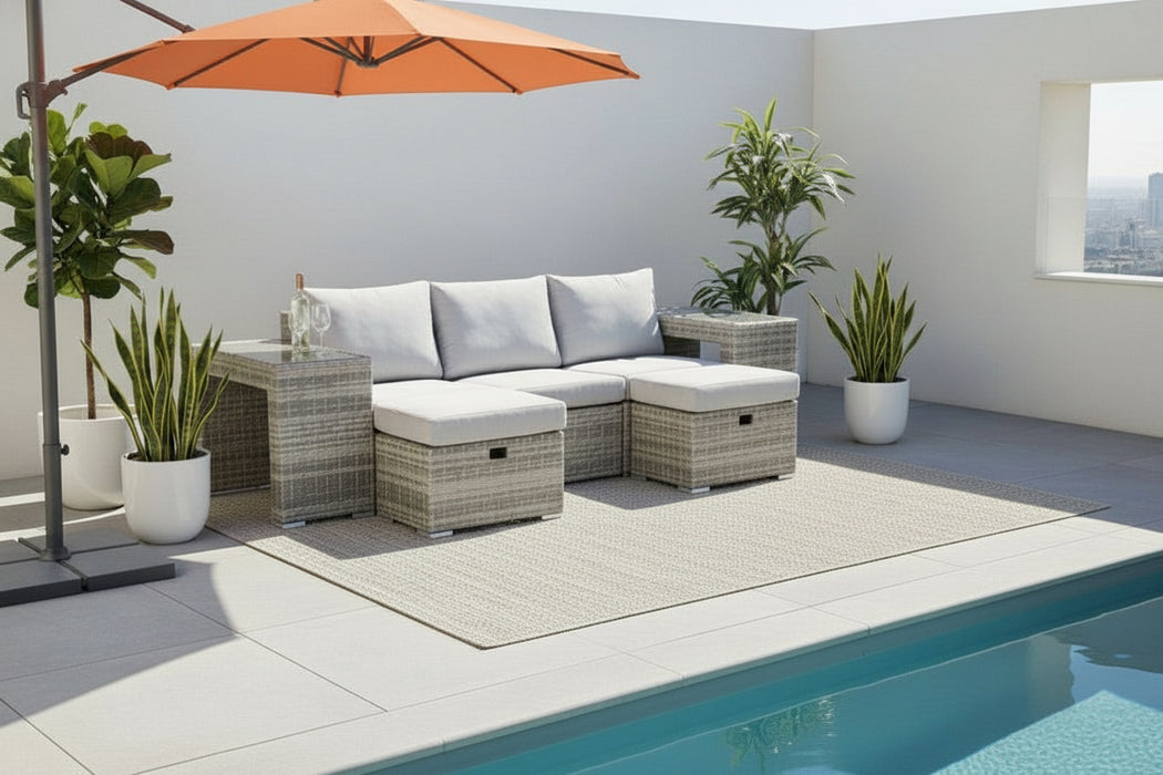 Polo Wicker Outdoor Set Light Grey