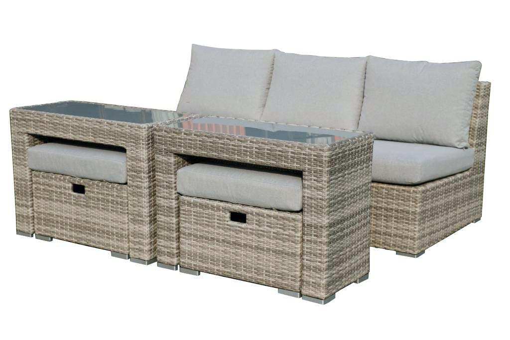 Polo Wicker Outdoor Set Light Grey