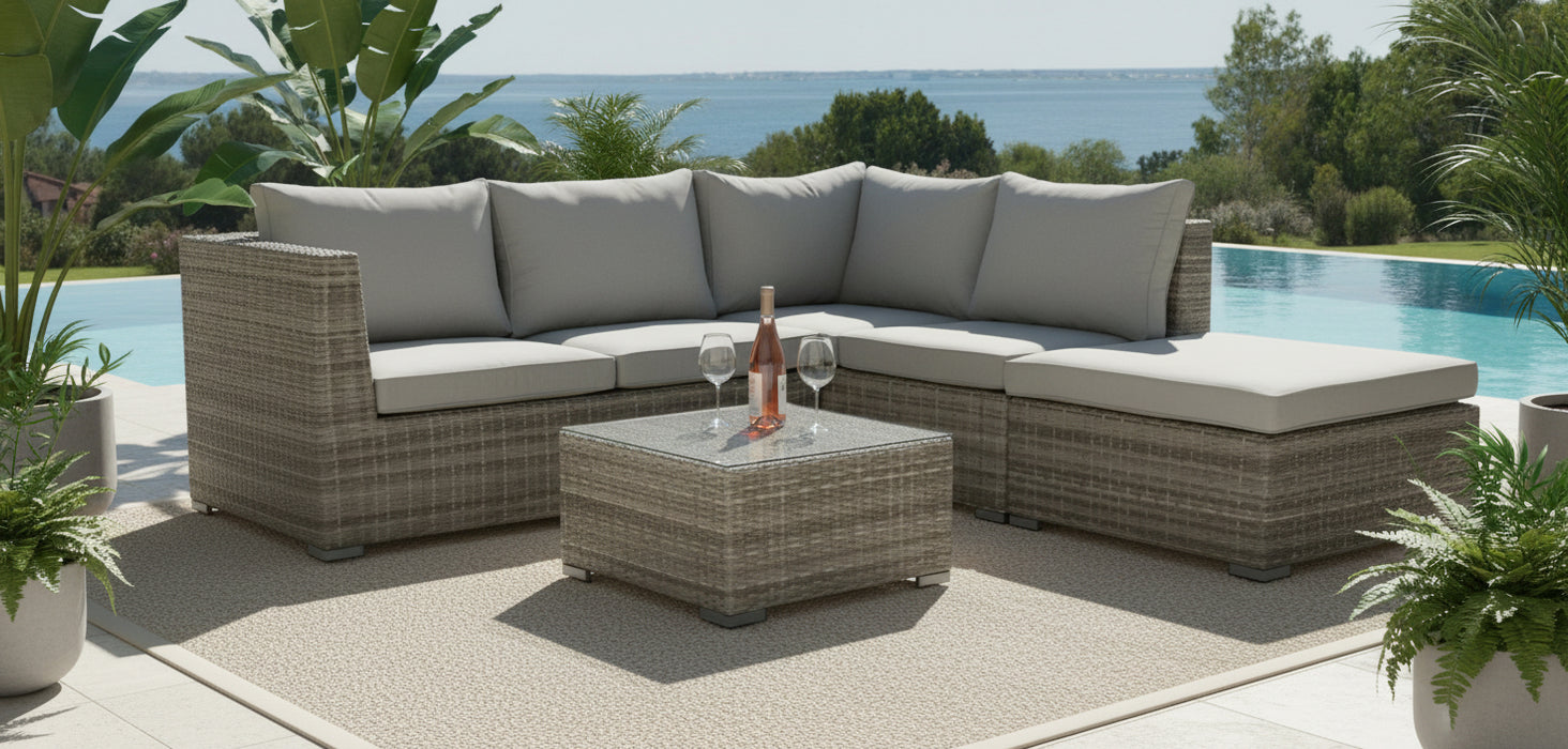 Solara Wicker Outdoor Corner Set -Light Grey