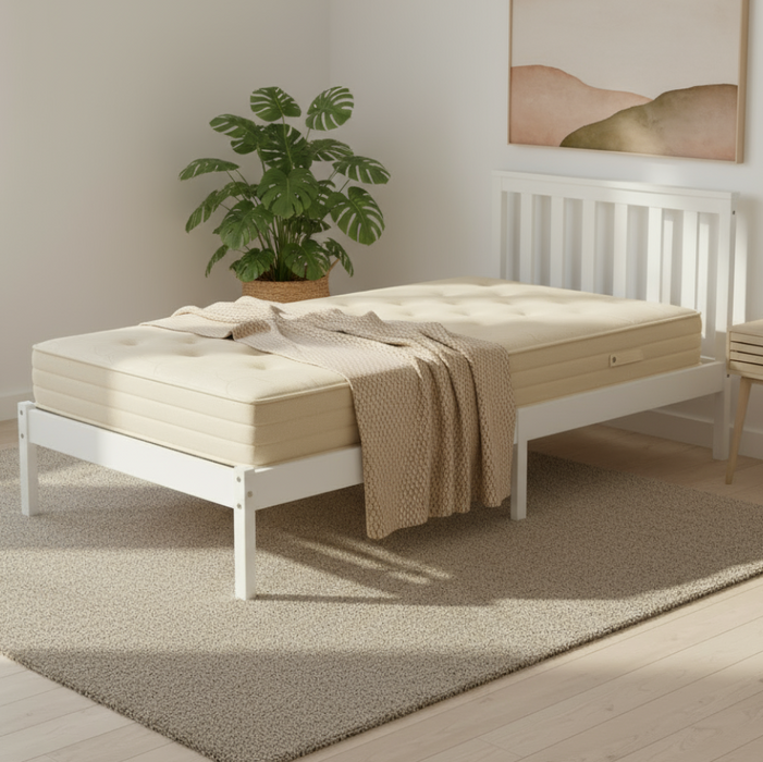 King Single Wooden Bed Frame White