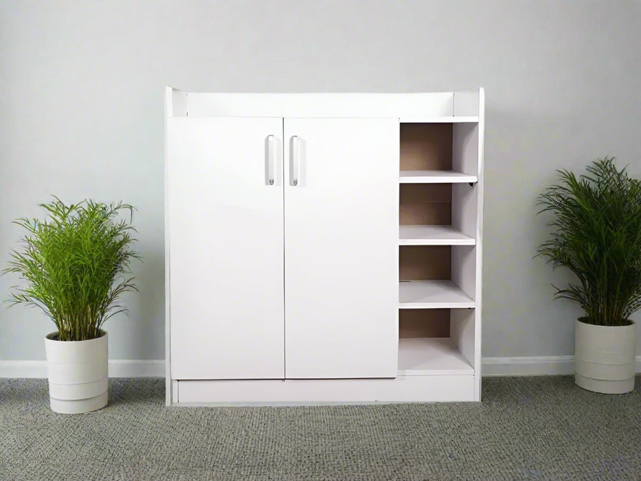 White 2 Door Shoe Cabinet