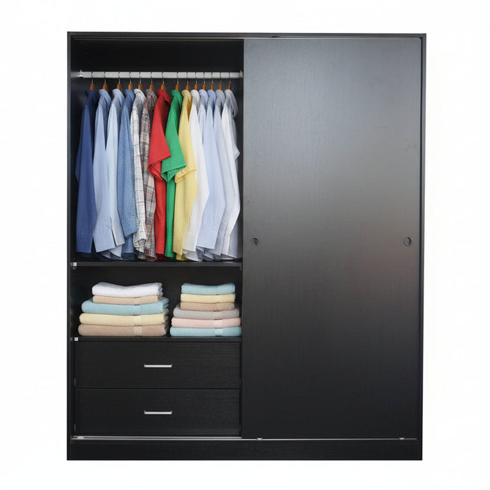 Sliding Door Robe Black 160cm