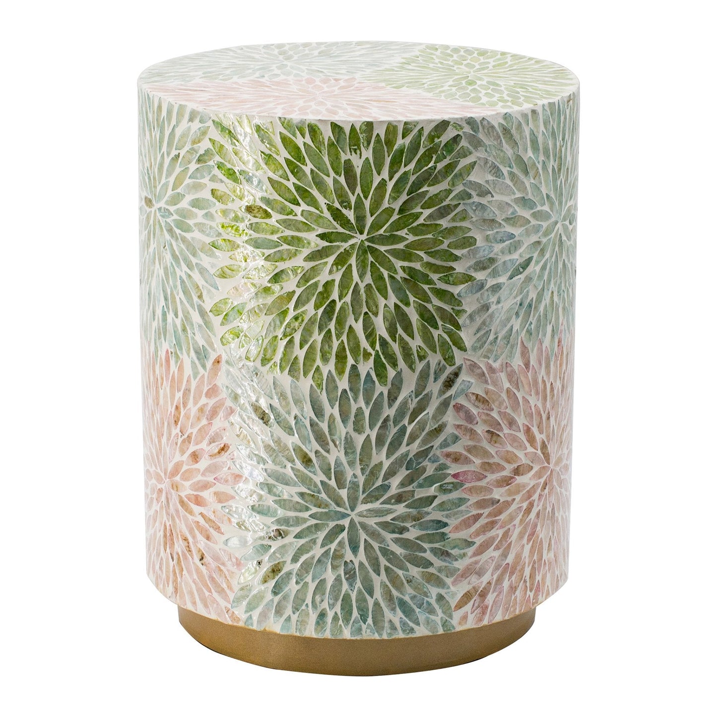 Taormina Floral Pastel Seashells Inlayed Stool/Side Table