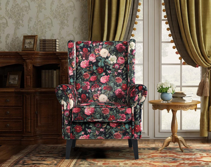 Chelsea Accent Chair, Floral Velvet