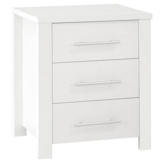 Cue 3 Drawer Bedside, White