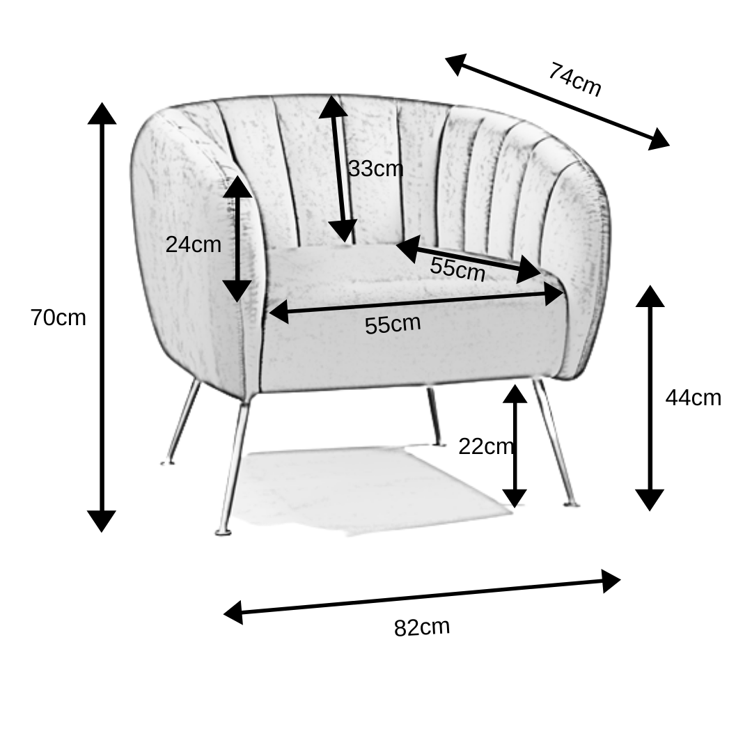 Chiswick Velvet Chair, Grey