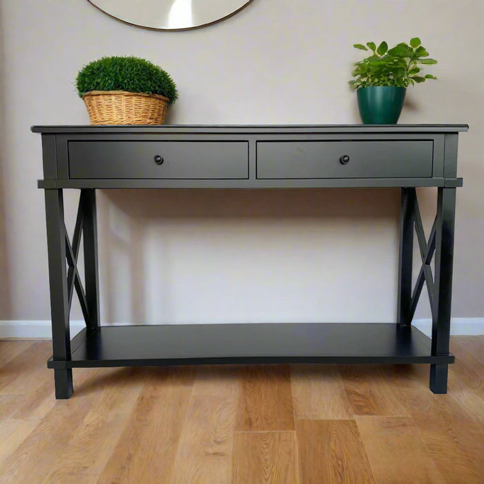 Hampton Black Console Table, 122cm