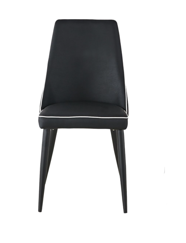 Dalina Leather Dining Chair, Black with White Trim