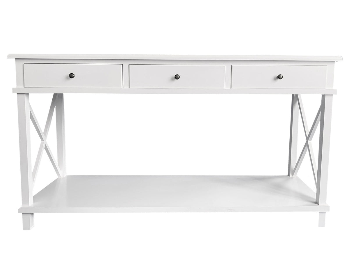 Hampton Style Console Table Hampton 3 Drawers Console Table White 150cm – Lj Bedding and Furnitures