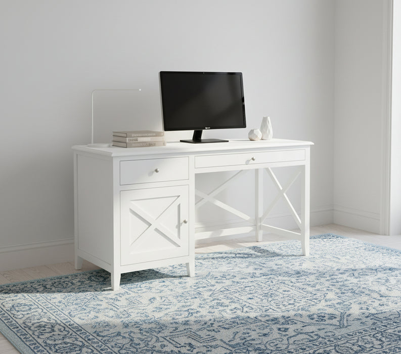 140cm Hampton Wooden White Desk