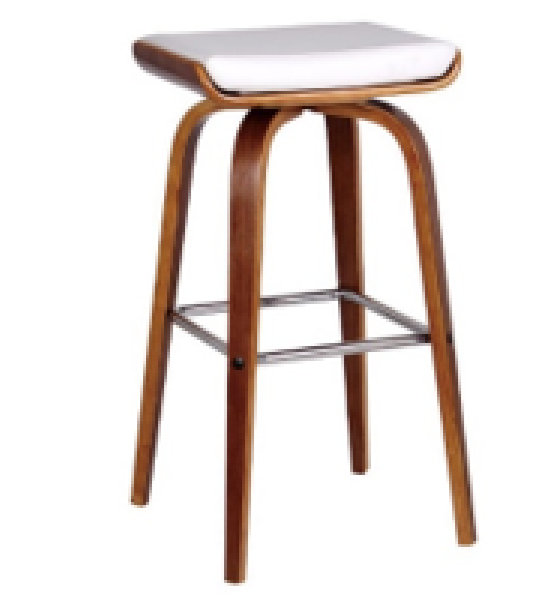 Lucca White Swivel Bar Stool With Walnut Legs