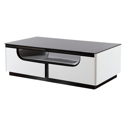 Black and White Coffee Table with 4 Drawers 130cm x 70cm