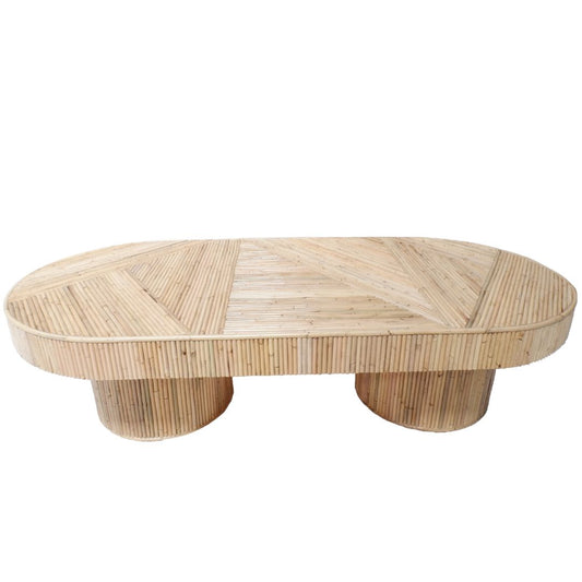 Daza Coffee Table Natural Bamboo with Inlay Rattan 150cm x 70cm