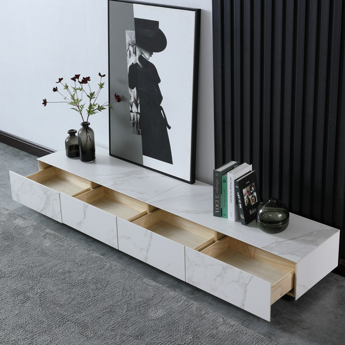 Chloe Ceramic Entertainment Unit White, 200cm